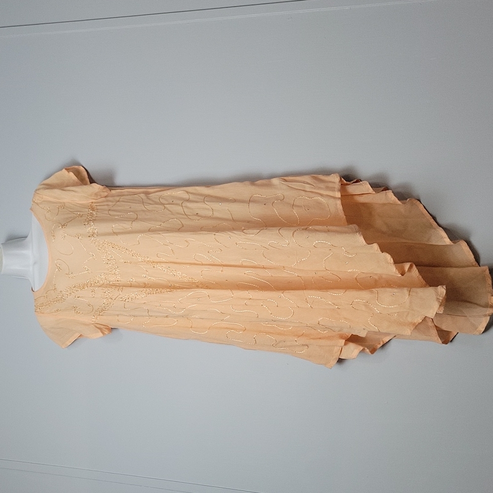 Exist Summer Beach Boho Loose Dress Embroidered Free Size Peach